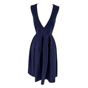 N/Nicholas Dress Navy Blue Size 4 Plunging V Neck Fit and Flare